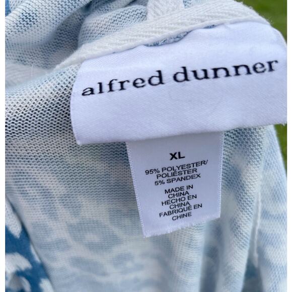Alfred Dunner Sweater Hooded Womens XL Blue Animal Print Light Coastal Beach - Picture 5 of 6